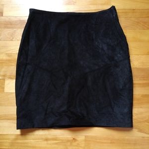 Vintage 80s Savannah Black Genuine Suede Pencil Skirt